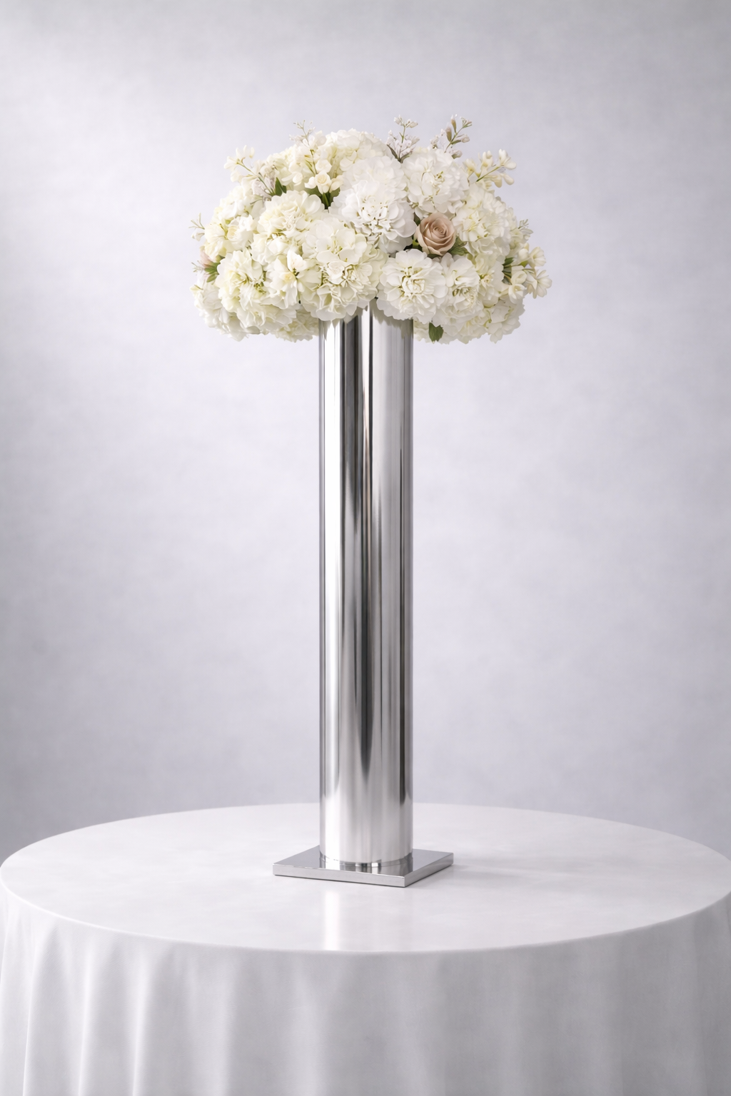 Elysian Chrome Cylinder Floral Centrepiece