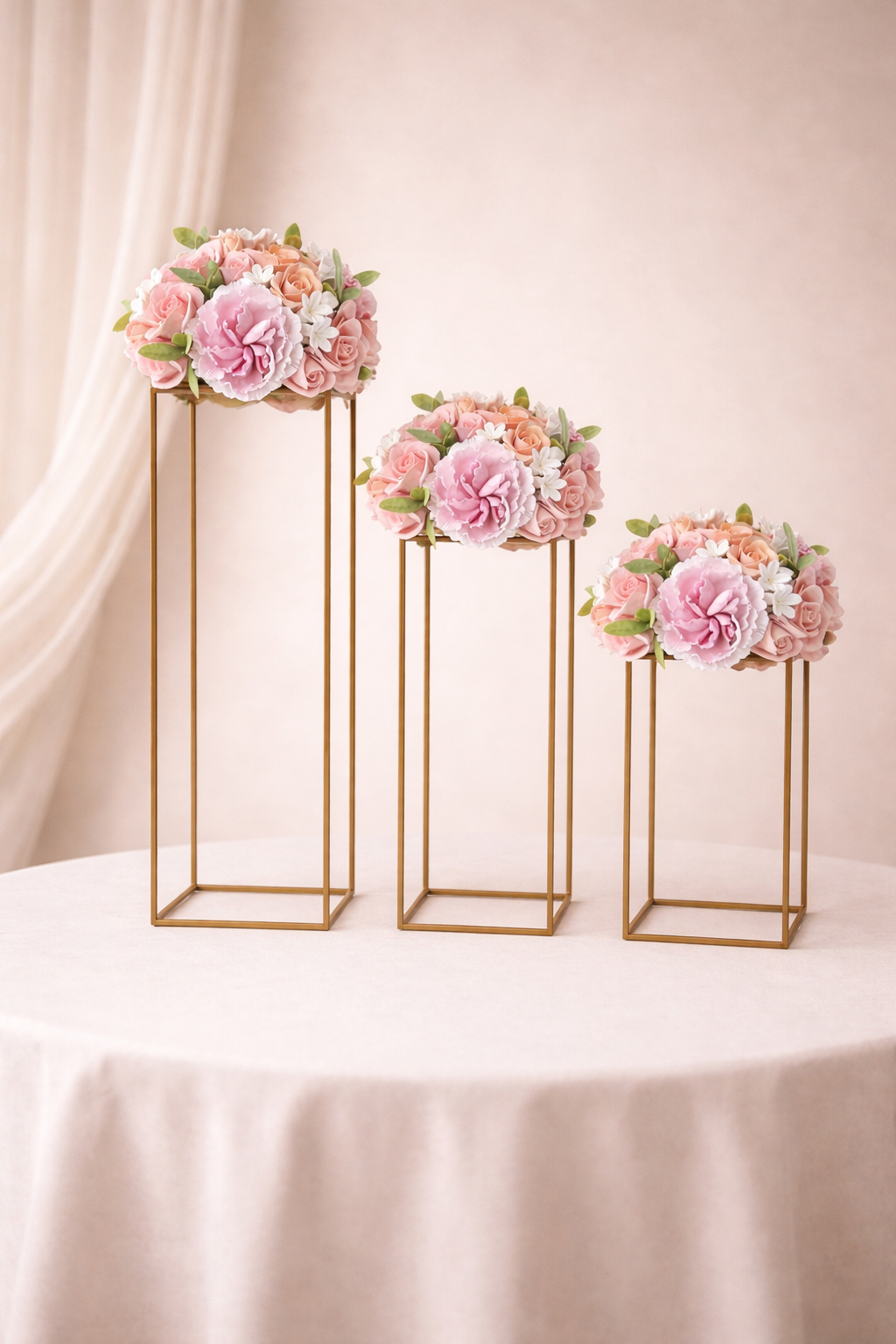 Gilded Column Floral Riser Centerpiece