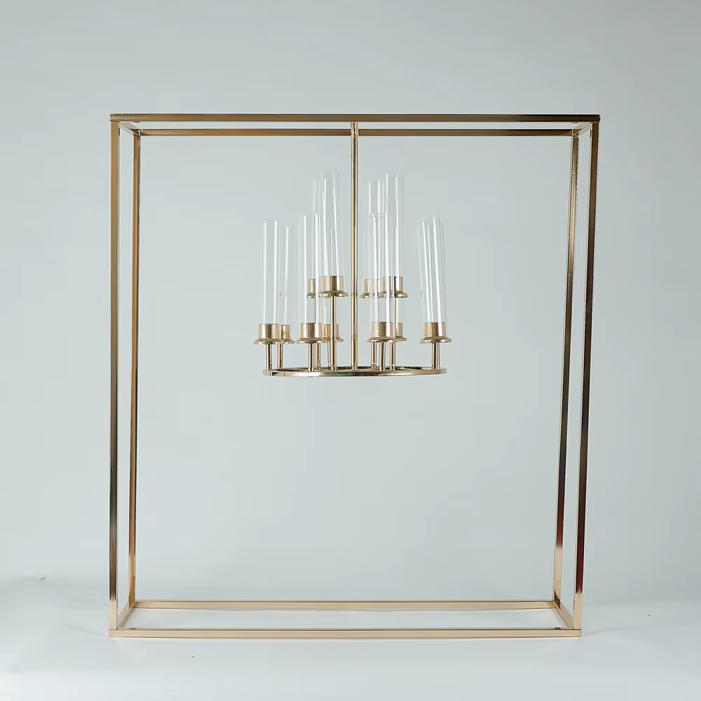 Gilded Rectilinear Floral & Candle Frame