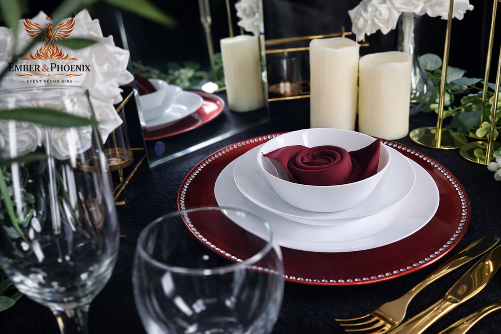 Crimson Beaded Charger Plate