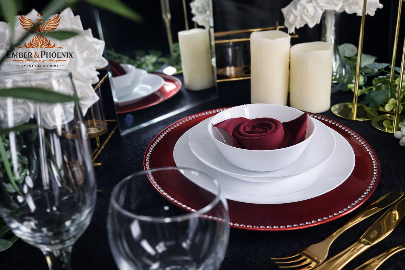 Crimson Beaded Charger Plate