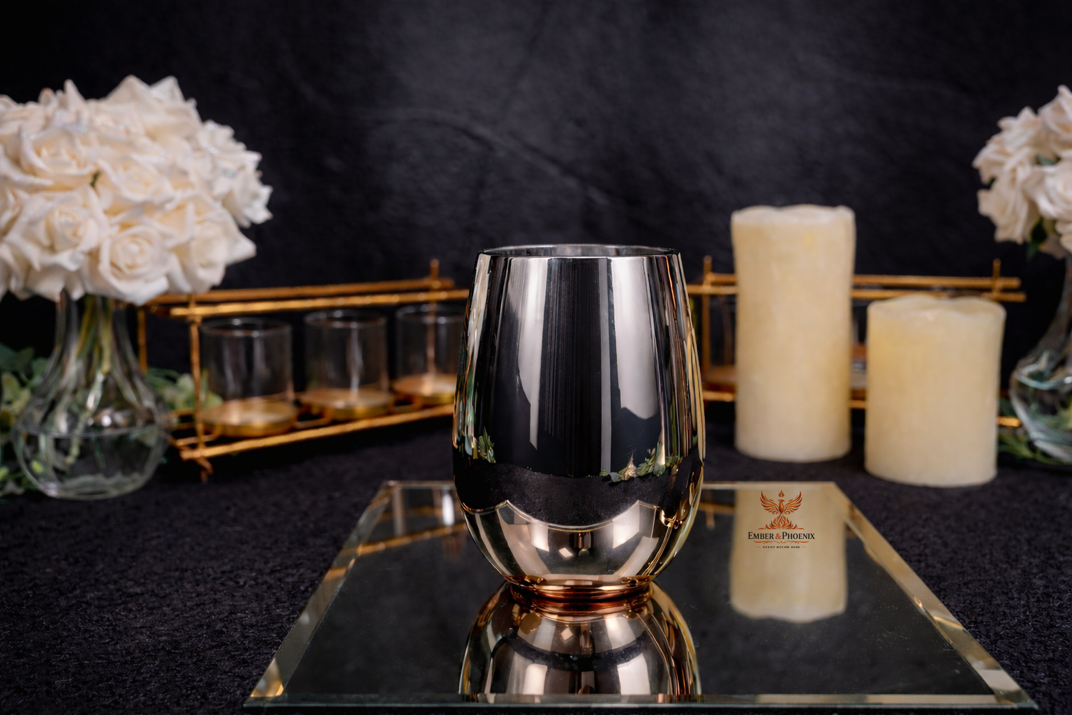 Mirrored Rose Gold Glassware