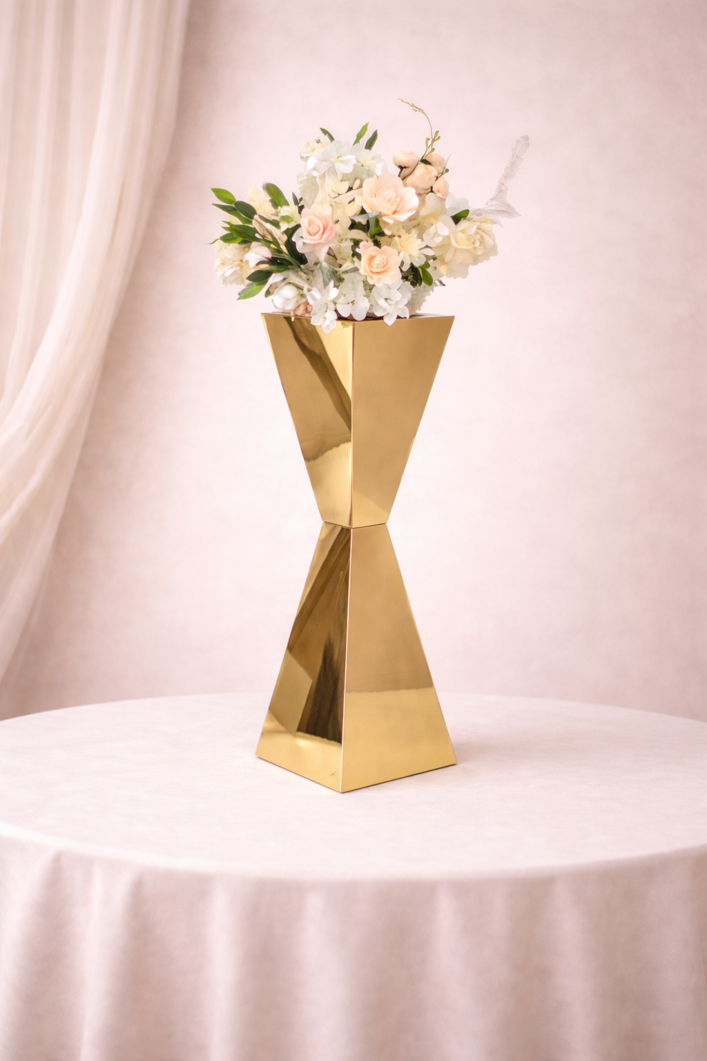Faceted Prism Floral Pedestal Centerpiece