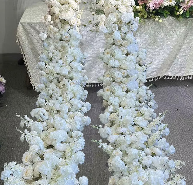 White Cascade Floral Runner