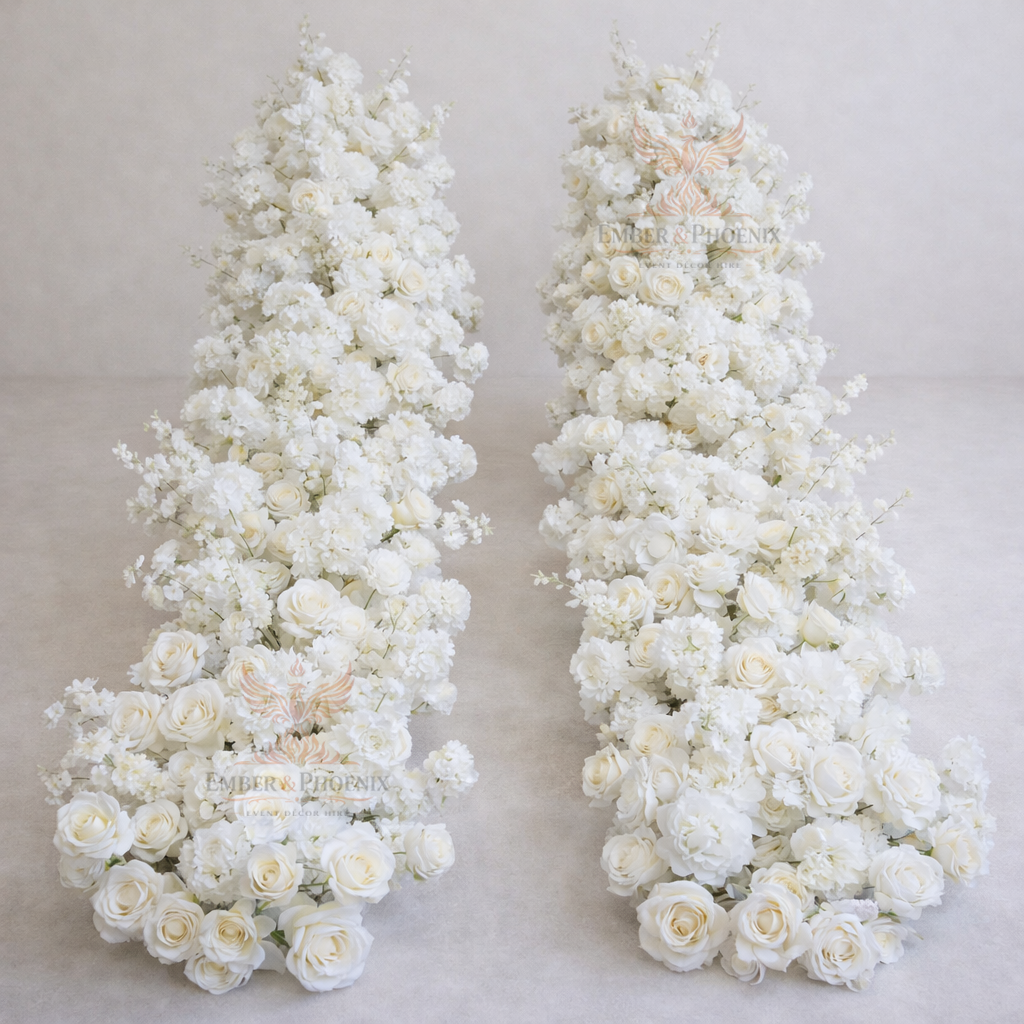 White Cascade Floral Runner