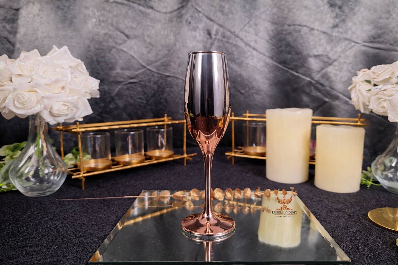 Mirrored Rose Gold Glassware