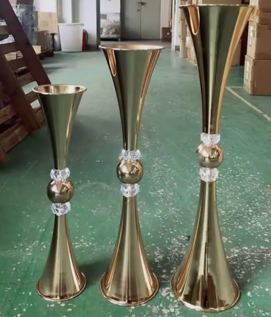 Gold Crystal Stem Vase