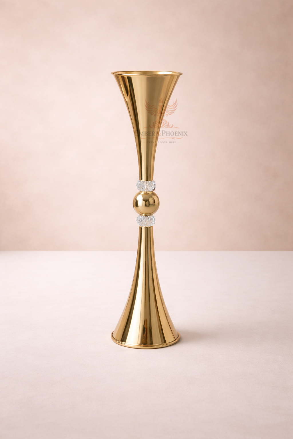 Gold Crystal Stem Vase