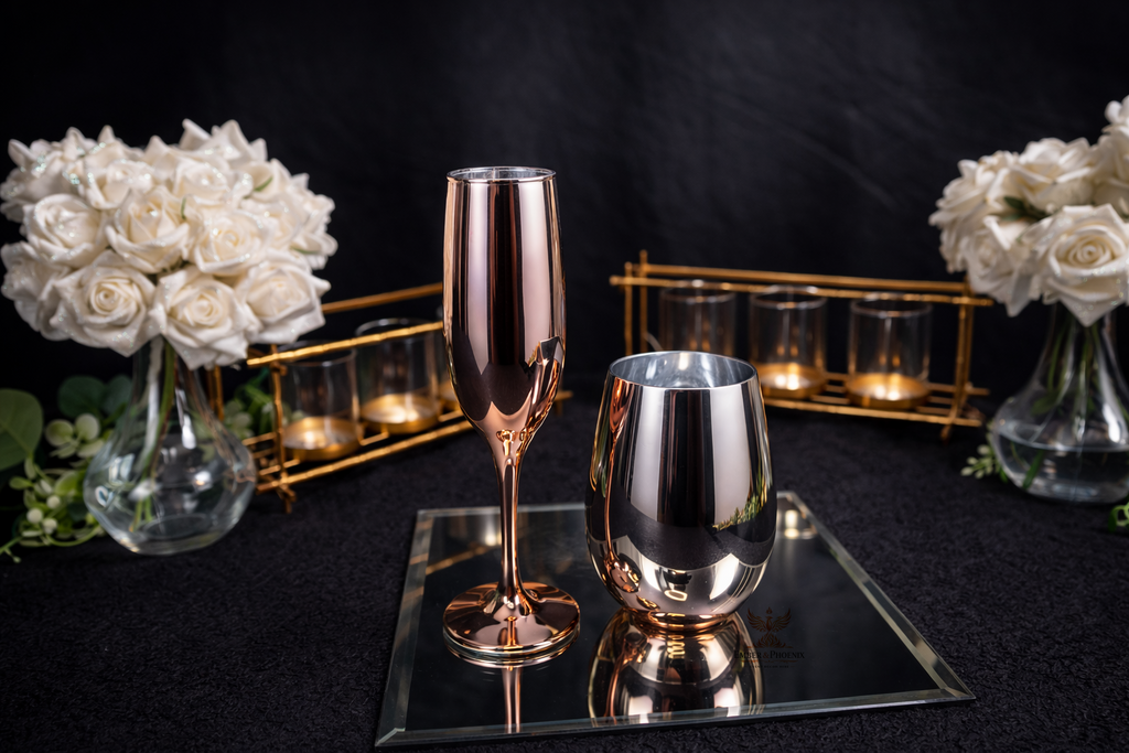 Mirrored Rose Gold Glassware